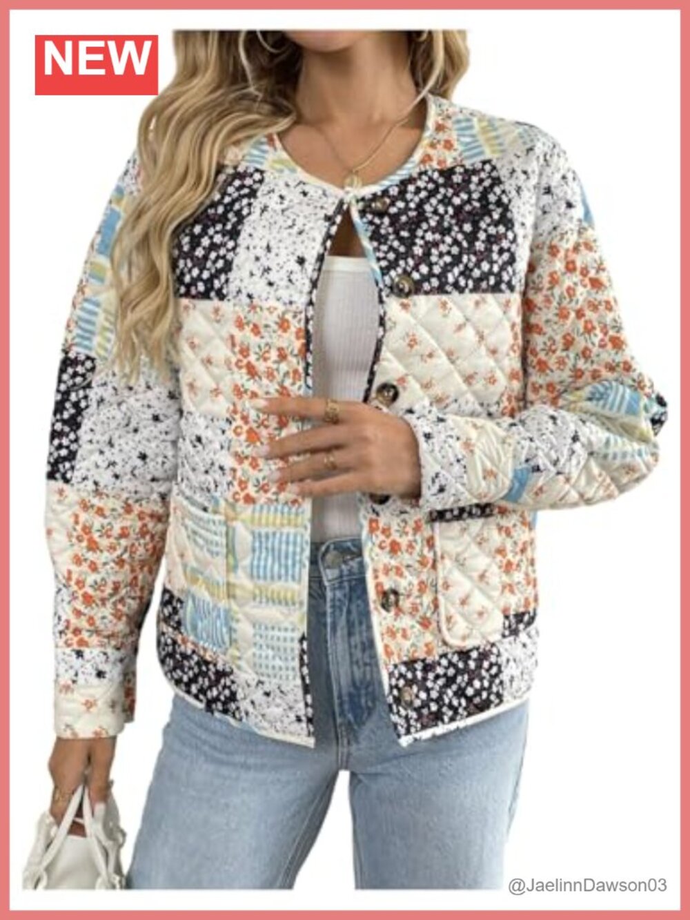 Milumia Women's Quilted Floral Button Down Long Sleeve Jacket